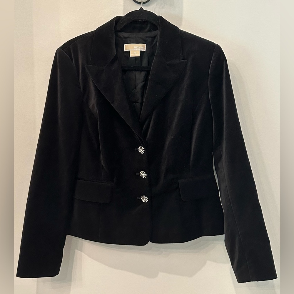 Michael Kors Black Velvet Cocktail Blazer Jacket Sz 10 NWOT